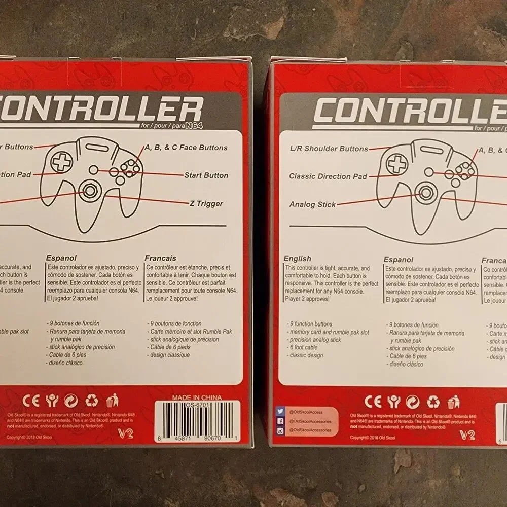 2 N64 Controllers - Jungle Green & Watermelon Red (NEW) - Nintendo64 - Funtastic